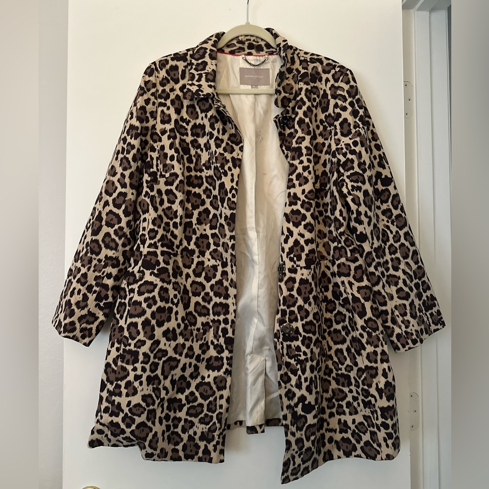 Banana Republic Leopard Lined Trench Coat Jacket